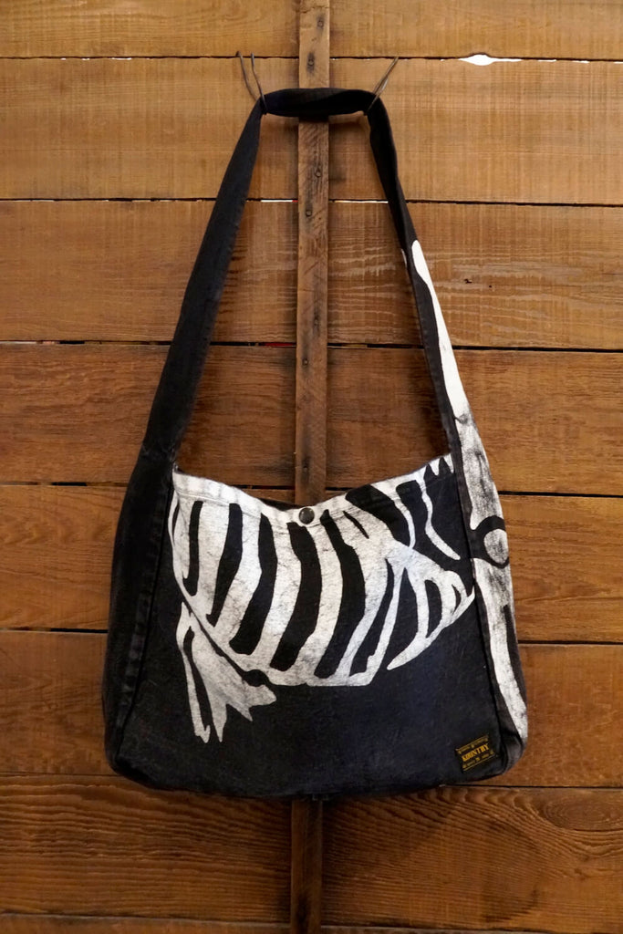 ボーン骨バッグ【新品未使用】KAPITAL 14ozブラックデニム BOOK BAG BONE