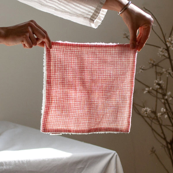 Mitsou Terry Gauze "Hankachi" Hand Towel (Checker) - Cotton Sheep