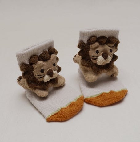 Orange Lion Animal Socks, 9-12cm Handmade Japanese baby socks handmade animal socks handmade kids socks baby socks made in Japan
