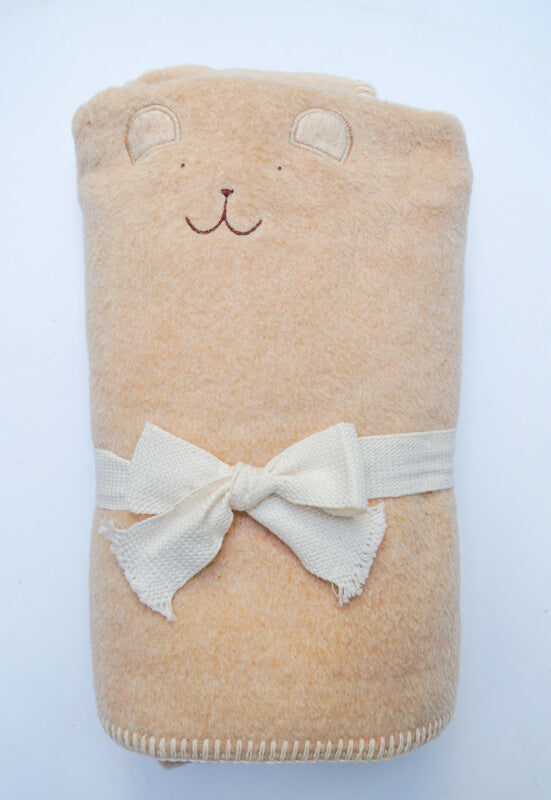Japanese baby blanket organic cotton baby blanket Fuzzy Baby Blanket A cozy, soft and fuzzy cotton blanket with the choice of a small bear face or rabbit face~ Available in brown bear or white rabbit 100% Organic cotton 30.7in x 30.7in Made in Japan