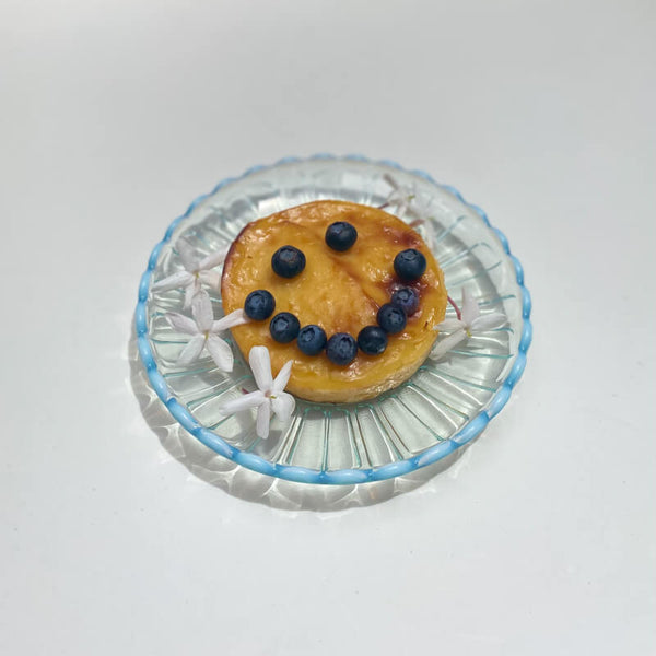 Yukinohana (Snow Flower) Glass Dessert Plate, Mint Blue - Cotton Sheep