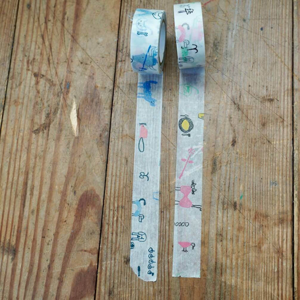 Toraneko Bonbon Illustrated Washi tape - Crayon Doodle - Cotton Sheep