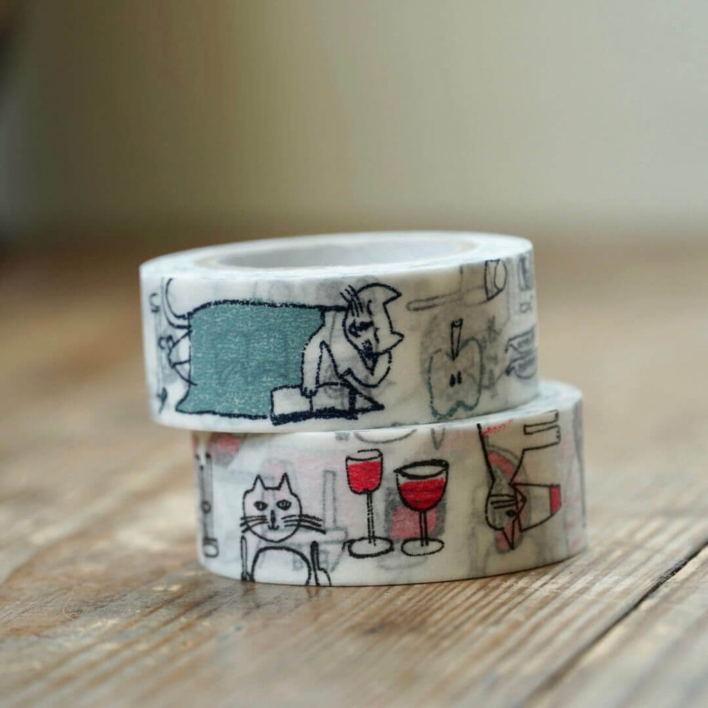 Toraneko Bonbon Illustrated Washi Tape - Gourmet Cats - Cotton Sheep