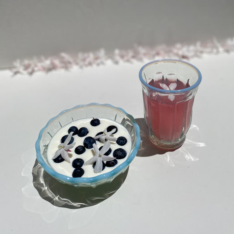 Yukinohana (Snow Flower) Glass Bowl, Mint Blue - Cotton Sheep