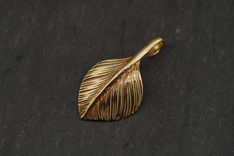 Solid Gold Heart Feather Pendant - Cotton Sheep  Japanese silver jewelry Goro Takahashi inspired jewelry Native American Japanese Jewelry Gold and Silver Japanese Jewelry Goros Jewelry Masato San Jewelry Masato San Jewelry Artist