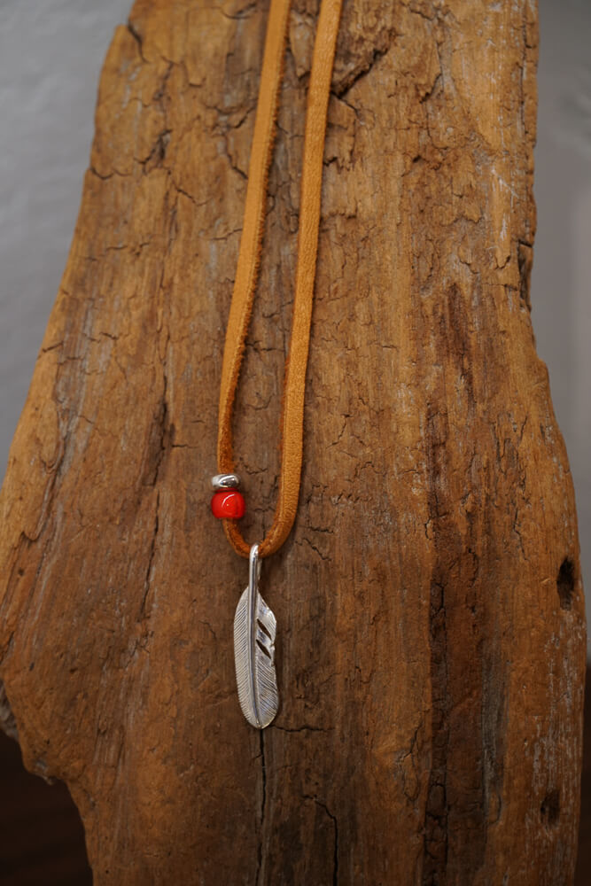 Goros Eagle + Feather + Red Beads - Native Feather