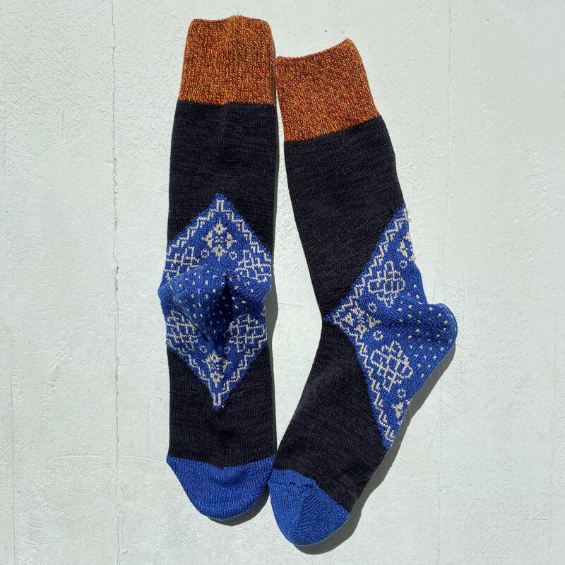 Kapital Paisley Heel Socks - Cotton Sheep Unisex stretch cotton blend socks with paisley design on heel. One size.